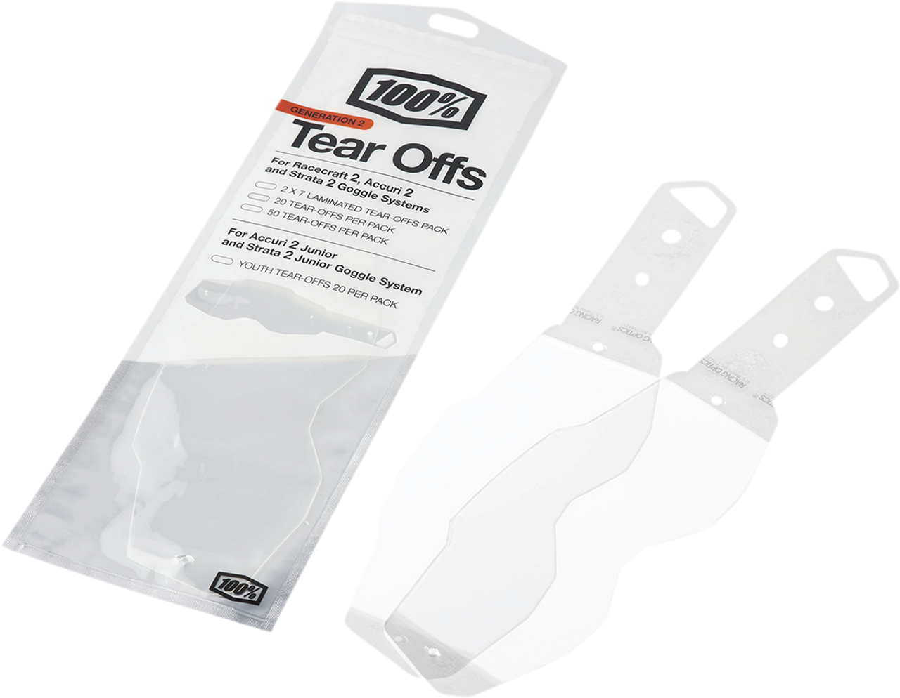 100% Accuri 2/Racecraft 2/Strata 2 Tear-Offs - Laminated - 7 Pack (2) 59086-00001