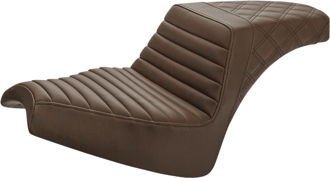 SADDLEMEN Step Up Seat - Driver Tuck and Roll/Passenger Lattice Stitch - Brown I21-04-176BR