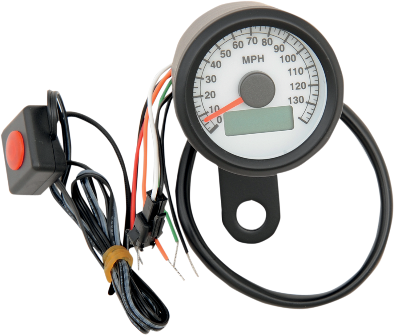 DRAG SPECIALTIES 1.87"MPH Programmable Mini Electronic Speedometer with Odometer/Tripmeter - Matte Black - White Face 21-6899BWNU