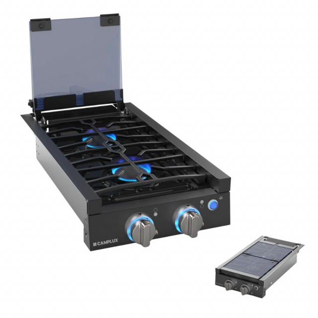 Camplux RGH12IB 2-Burners 12" RV Cooktop Slide-in Gas Stove w/ Cover