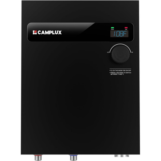 Camplux TEW27B 27kW Whole House Electric Tankless Water Heater, Black