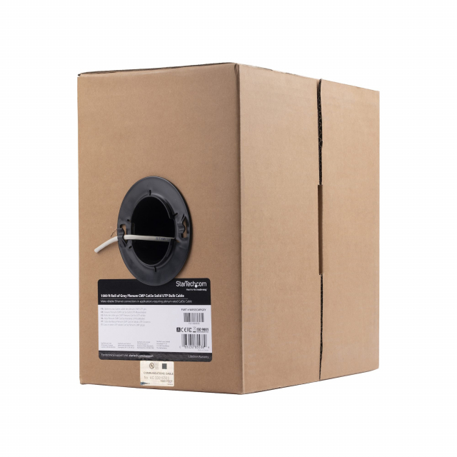 StarTech WIR5ECMPGRY Bulk Cat 5e Ethernet Cable Gray 1000 ft CMP