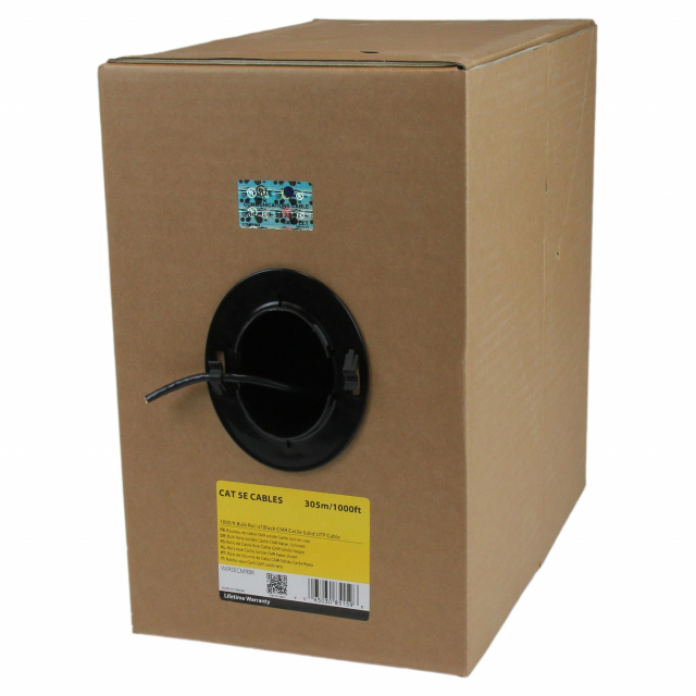 StarTech WIR5ECMRBK Bulk Cat 5e Ethernet Cable Black 1000 ft CMR