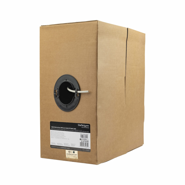 StarTech WIR6CMRGR Bulk Cat 6 Ethernet Cable Gray 1000 ft CMR