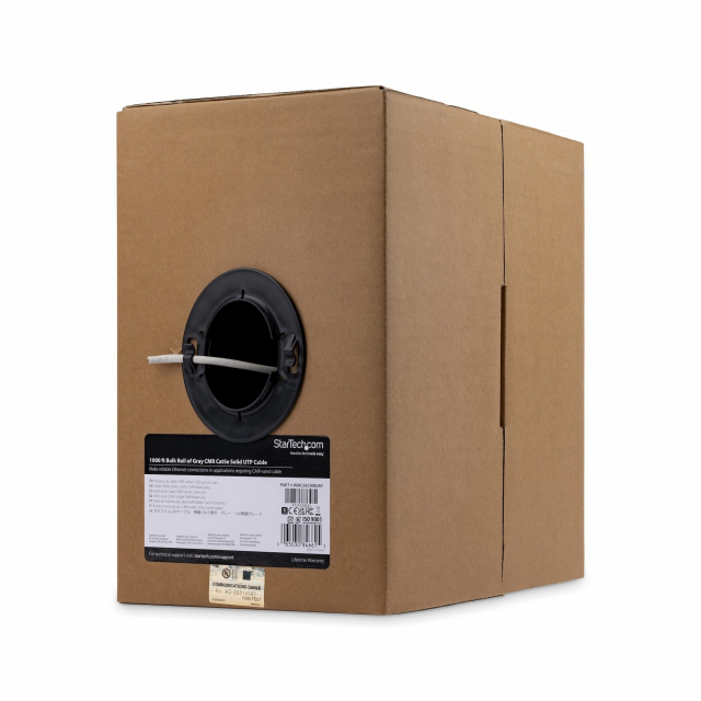 StarTech WIRC5ECMRGRY Bulk Cat 5e Ethernet Cable Gray 1000 ft CMR