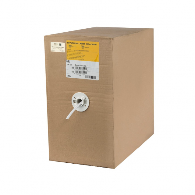 StarTech WIRC6PATWHRL Bulk Cat6 Ethernet Cable CM Rated White 1000 ft